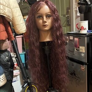 Luxurious Deep Burgundy Long Wavy Wig